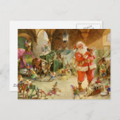 北極のトナカイの馬小屋のサンタクロース シーズンポストカード (正面/裏面)