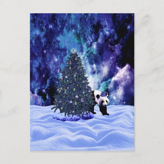 北極のパンダのクリスマスの休日 シーズンポストカード (正面)
