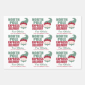 北極のパーソナライズされたクリスマス表現の配信 ラッピングペーパーシート (正面2)