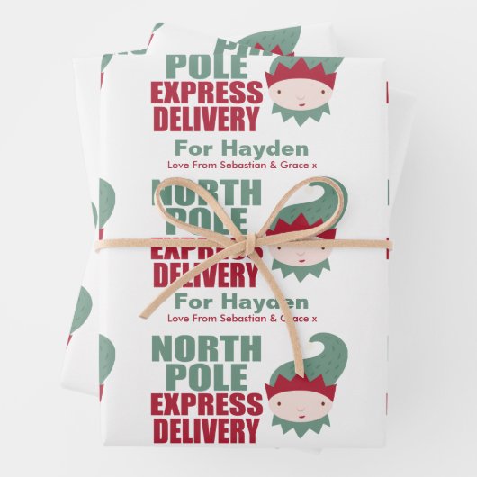 北極のパーソナライズされたクリスマス表現の配信 ラッピングペーパーシート (インサイチュ)