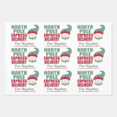 北極のパーソナライズされたクリスマス表現の配信 ラッピングペーパーシート (正面)