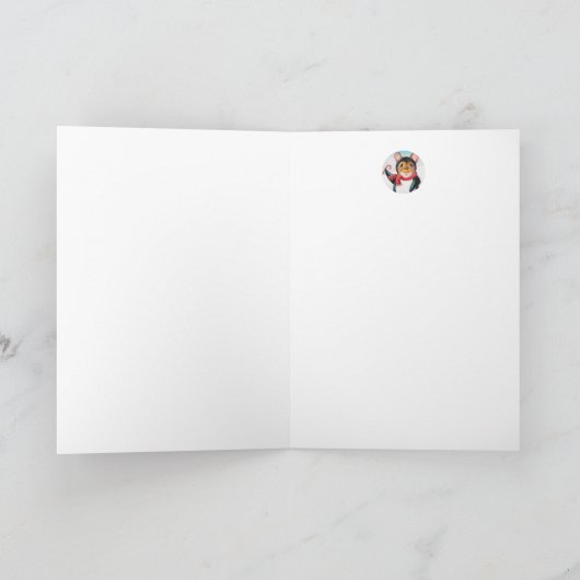 北極のペンギンねずみ 水彩画アート カード (内部)