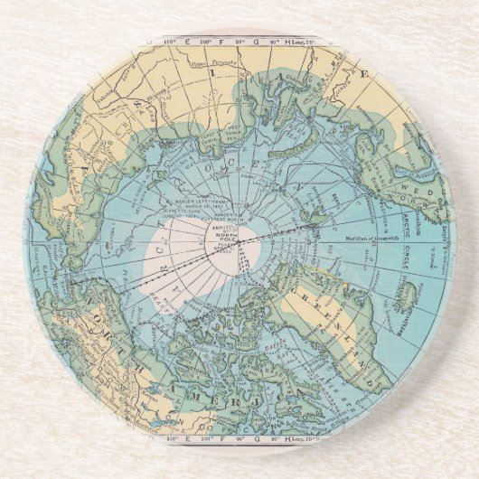 北極のヴィンテージの地図 コースター (正面)