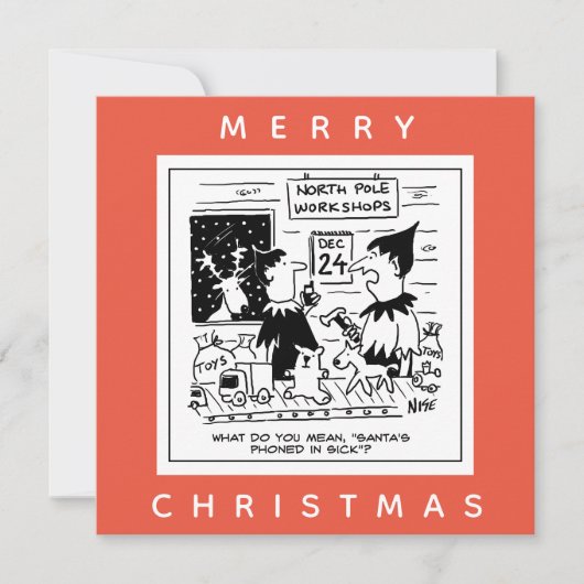 北極の作業場で病気のサンタホン カード (正面)