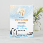 北極の冬のパーティーテーマ招待状 招待状 (スタンド正面)
