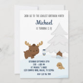 北極の動物たち、冬の動物たちの誕生日パーティー招待状 招待状 (正面)