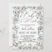 北極の動物たち 冬の常緑樹 ベイビーシャワー 招待状 (正面)