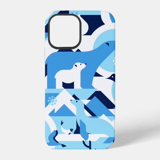 北極の動物たち - 抽象的なパターン、海 iPhoneケース (裏面)