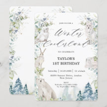 北極の動物の冬のオーネダーランド1歳の誕生日