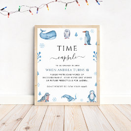 北極の動物の冬の最初の誕生日タイムカプセル ポスター