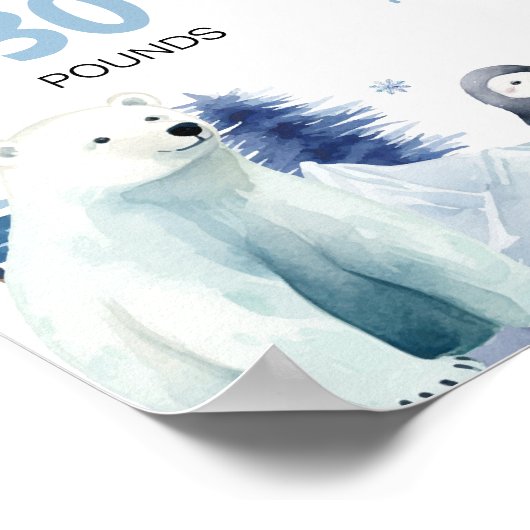 北極の動物の冬の最初の誕生日パーティーマイルストーン ポスター (角)