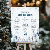 北極の動物の冬の最初の誕生日パーティーマイルストーン ポスター