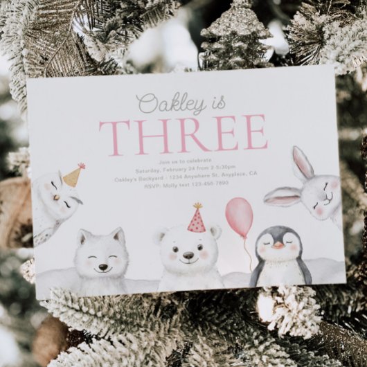 北極の動物の誕生日招待状 招待状