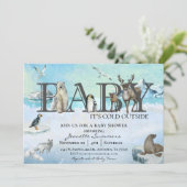 北極の動物の赤ちゃん 寒い外 冬のシャワー 招待状 (スタンド正面)