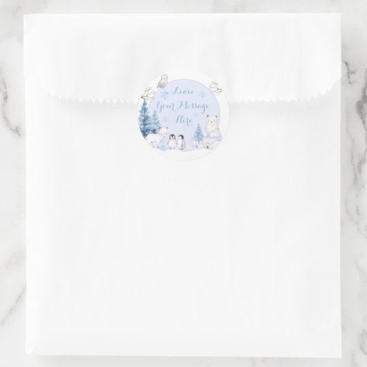 北極の動物の雪片の木々はあなたのメッセージを愛する ラウンドシール (バッグ)