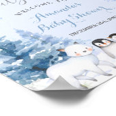 北極の動物の雪片の木ベビーシャワーへようこそ ポスター (角)