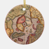 北極の古地図（メルカトルによる） セラミックオーナメント (正面)