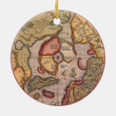 北極の古地図（メルカトルによる） セラミックオーナメント (裏面)