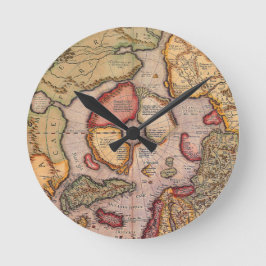 北極の古地図(メルカトルによる) ラウンド壁時計