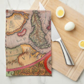 北極の古地図（メルカトル図法） キッチンタオル (四つ折り)