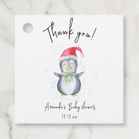 北極の可愛いペンギン感謝していより赤ちゃんシャワー フェイバータグ (正面)