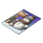 北極の可愛い雪だるまと北極の光 ノートブック (左側)