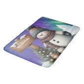 北極の可愛い雪だるまと北極の光 バスマット (アングル)