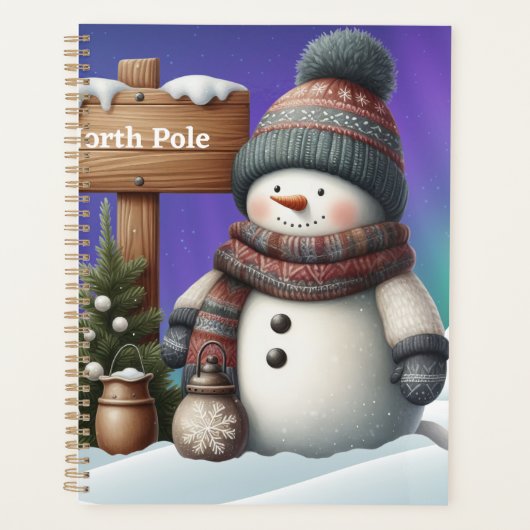 北極の可愛い雪だるまと北極の光 プランナー手帳 (正面)