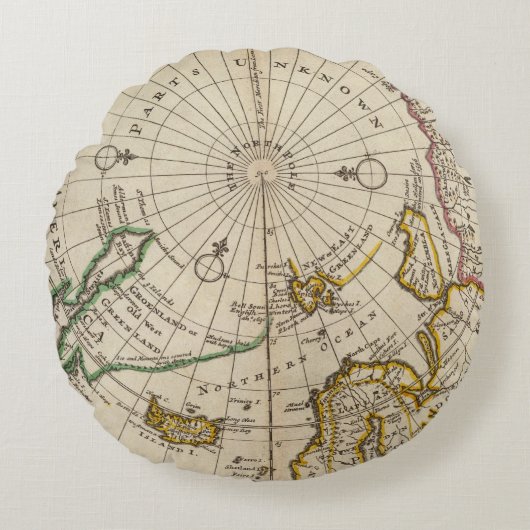 北極の地図および領域はそれに近づきます ラウンドクッション (正面)