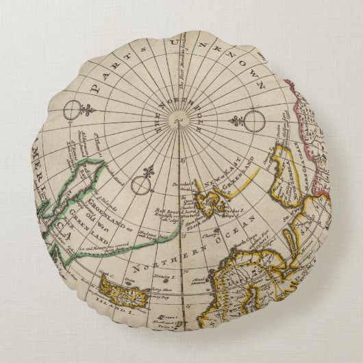 北極の地図および領域はそれに近づきます ラウンドクッション (裏面)