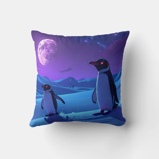 北極の夜のペンギン クッション (裏面)
