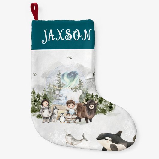 北極の大冒険 クリスマス オーダーメイド スモールクリスマスストッキング (正面)