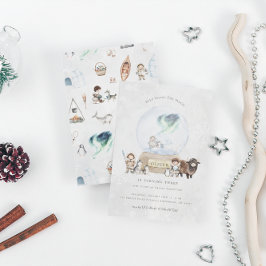 北極の大冒険　スノーグローブの誕生日 招待状