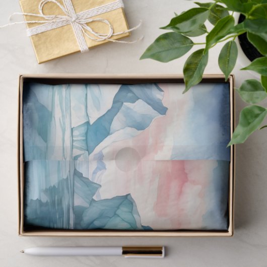 北極の威厳と鮮やかな水彩氷山 薄葉紙 (ギフト)