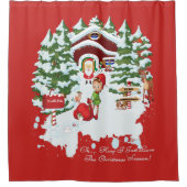 北極の小妖精や小人、サンタクロースおよび野性生物 シャワーカーテン (正面)