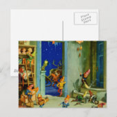 北極の彼の研修会で働いているサンタの小妖精や小人 シーズンポストカード (正面/裏面)