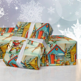 北極の懐かしいサンタクロースの小人 ラッピングペーパー