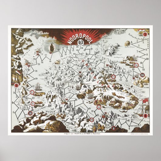 北極の旧地図 ポスター (正面)