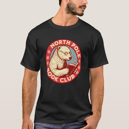 北極の本好きクラブ クリスマス ブック Xmas 本 Tシャツ (正面)