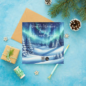 北極の熊がオーロラに魅了される シーズンカード