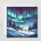 北極の熊がオーロラに魅了される シーズンカード (正面)