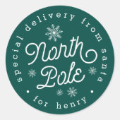 北極の特別な配達のクリスマスパーソナライズされた ラウンドシール (正面)