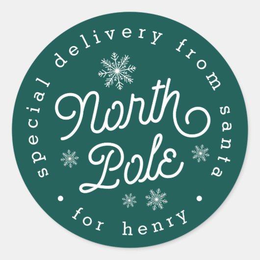 北極の特別な配達のクリスマスパーソナライズされた ラウンドシール (正面)