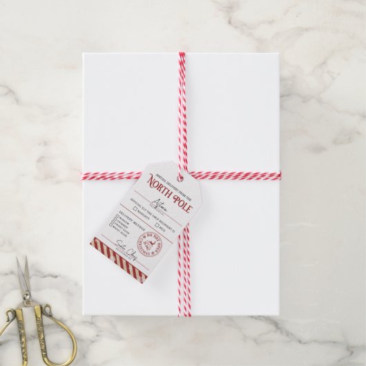 北極の特別デリバリーいけなまたはナイスサンタ ギフトタグ (より糸付き)