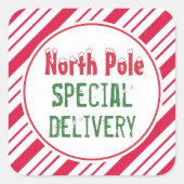 北極の特別配達クリスマスギフトタグ スクエアシール (正面)