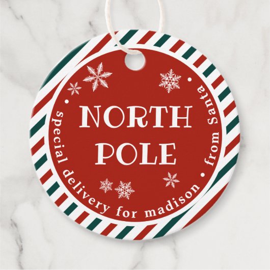 北極の特別配達クリスマスギフトタグ フェイバータグ (正面)