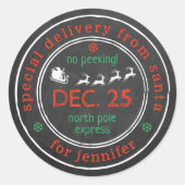 北極の特別配達サンタクリスマスギフト ラウンドシール (正面)