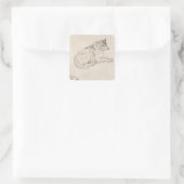 北極の犬、右向き(紙の鉛筆) スクエアシール (バッグ)