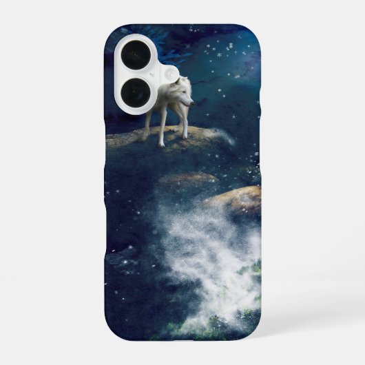 北極の狼の月歩き iPhone 16ケース (裏面)