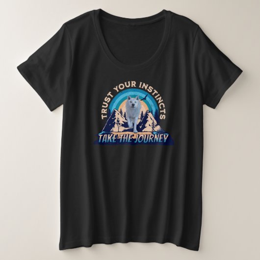 北極の狼の直感を信じて プラスサイズTシャツ (デザイン正面)